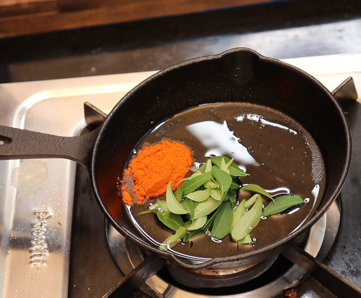 Add Curry Leaves and Chilli Powder