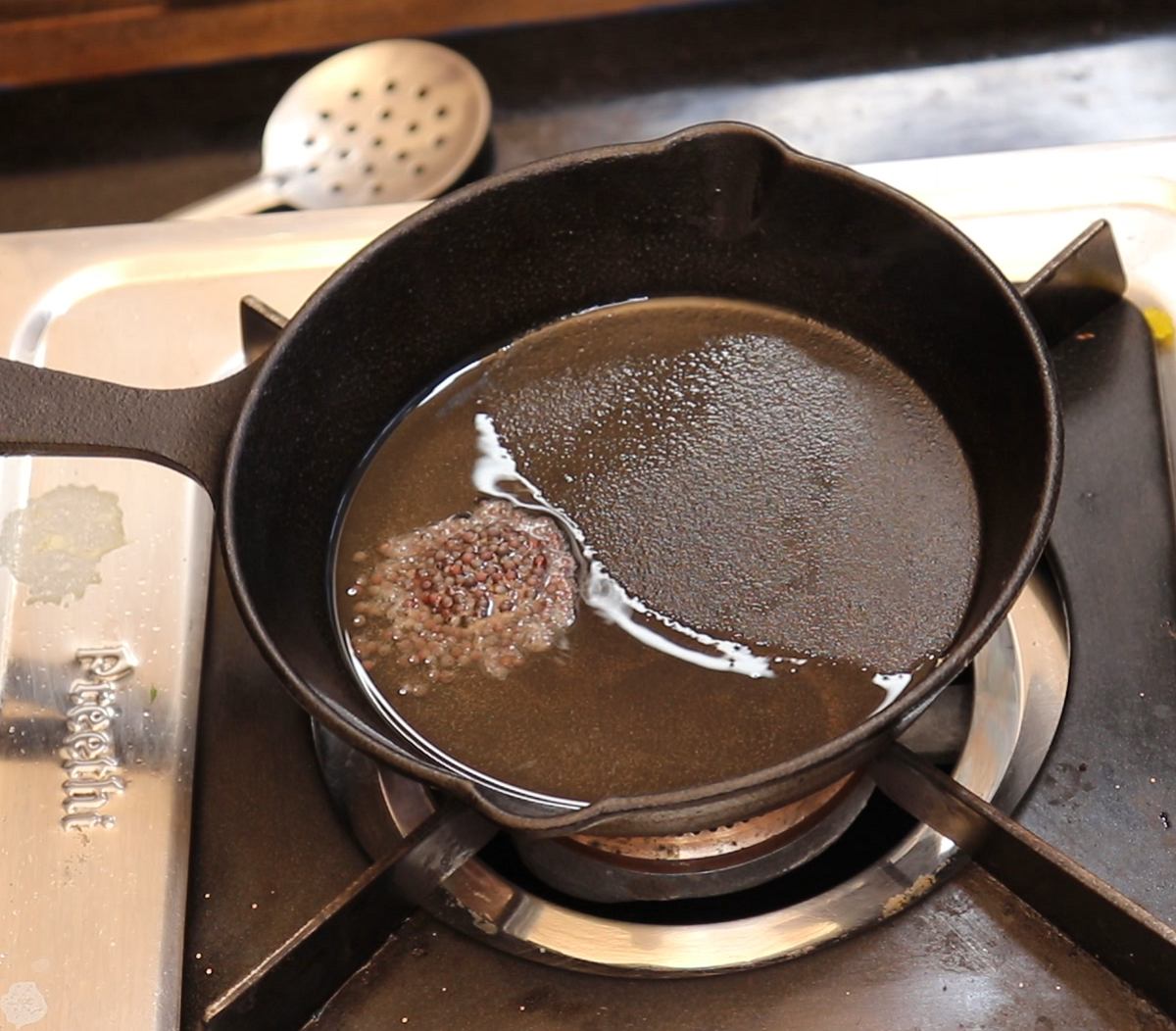 heat oil and add mustard