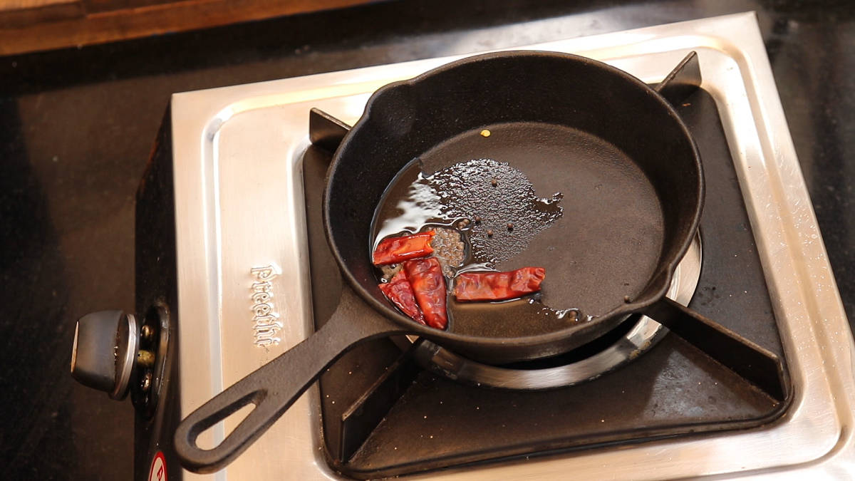 add dry red chillis and roast it