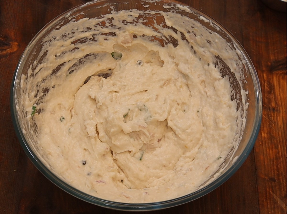 Mix all the ingredients into the Urad Dal batter.
